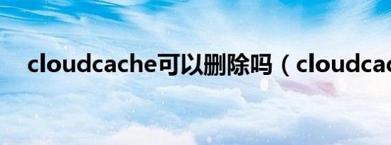 cloudcache可以删除吗（cloudcache）