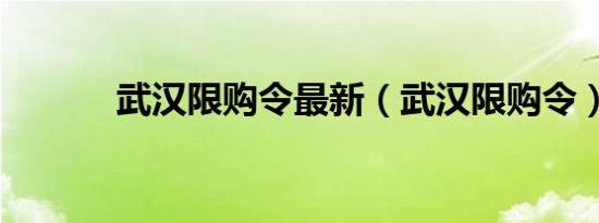 武汉限购令最新（武汉限购令）
