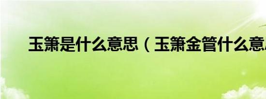 玉箫是什么意思（玉箫金管什么意思）