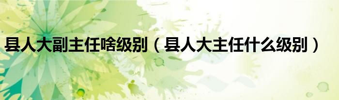 吃瓜科普网网友科普：县人大主任是什么级别的职务解析
