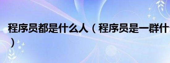 程序员都是什么人（程序员是一群什么样的人）