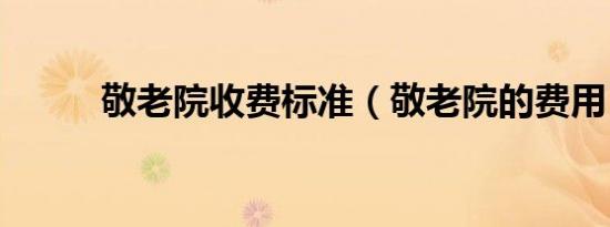 敬老院收费标准（敬老院的费用）