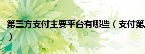 第三方支付主要平台有哪些（支付第三方平台）