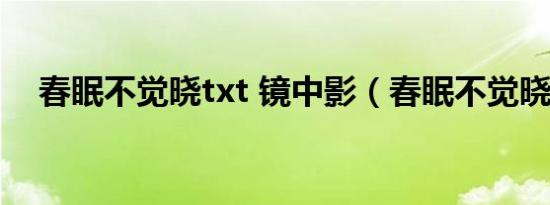 春眠不觉晓txt 镜中影（春眠不觉晓txt）