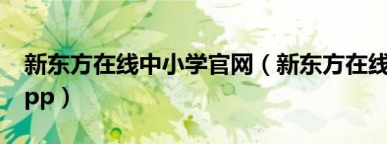 新东方在线中小学官网（新东方在线中小学app）