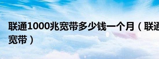 联通1000兆宽带多少钱一个月（联通1000兆宽带）