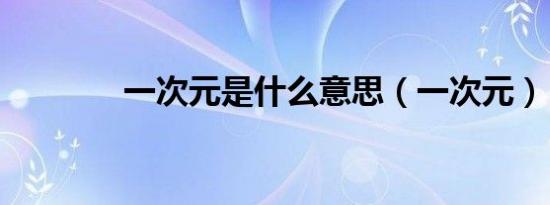 一次元是什么意思（一次元）