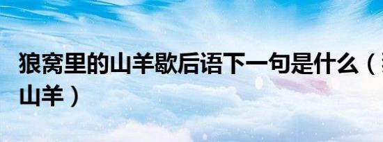 狼窝里的山羊歇后语下一句是什么（狼窝里的山羊）