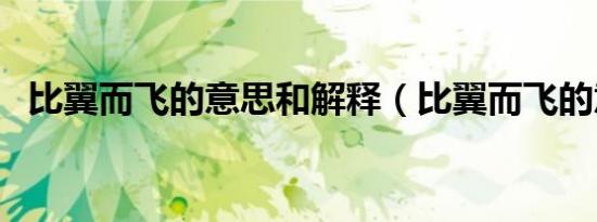 比翼而飞的意思和解释（比翼而飞的意思）