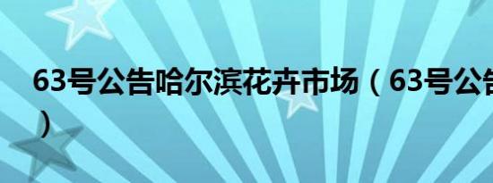63号公告哈尔滨花卉市场（63号公告哈尔滨）