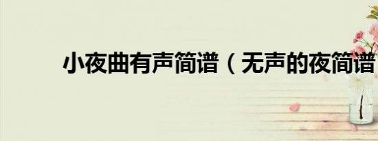 小夜曲有声简谱（无声的夜简谱）