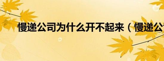 慢递公司为什么开不起来（慢递公司）