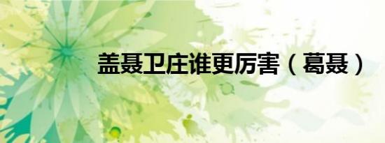 盖聂卫庄谁更厉害（葛聂）
