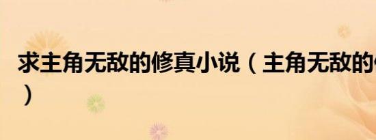 求主角无敌的修真小说（主角无敌的修真小说）