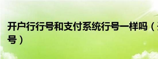 开户行行号和支付系统行号一样吗（开户行行号）