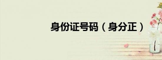 身份证号码（身分正）