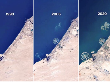 迪拜过去三十年转型的卫星时空