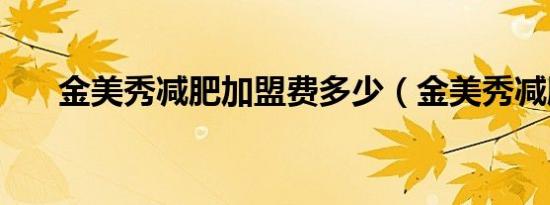 金美秀减肥加盟费多少（金美秀减肥）