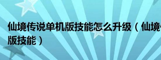 仙境传说单机版技能怎么升级（仙境传说单机版技能）