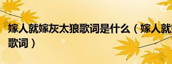 嫁人就嫁灰太狼歌词是什么（嫁人就嫁灰太狼歌词）