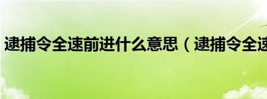 逮捕令全速前进什么意思（逮捕令全速前进）