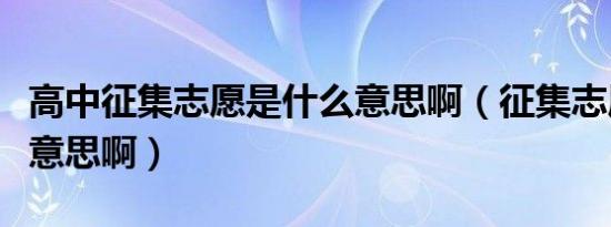 高中征集志愿是什么意思啊（征集志愿是什么意思啊）