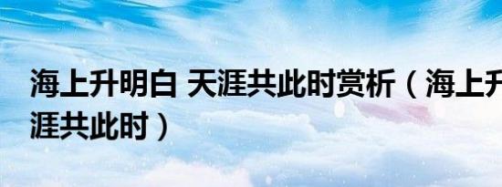海上升明白 天涯共此时赏析（海上升明白 天涯共此时）