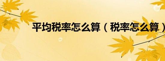 平均税率怎么算（税率怎么算）
