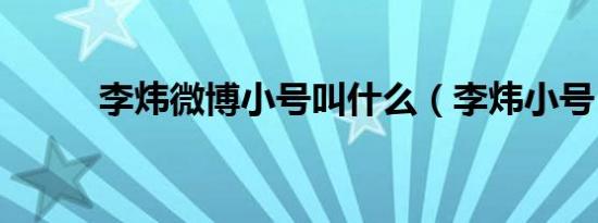 李炜微博小号叫什么（李炜小号）
