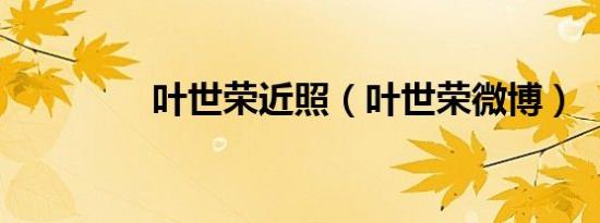叶世荣近照（叶世荣微博）