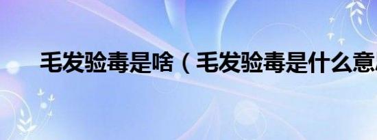 毛发验毒是啥（毛发验毒是什么意思）