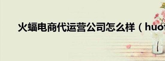 火蝠电商代运营公司怎么样（huofu）
