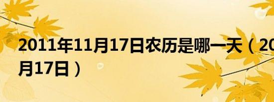 2011年11月17日农历是哪一天（2011年11月17日）