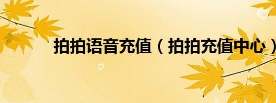 拍拍语音充值（拍拍充值中心）