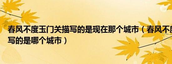 春风不度玉门关描写的是现在那个城市（春风不度玉门关描写的是哪个城市）