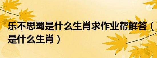 乐不思蜀是什么生肖求作业帮解答（乐不思蜀是什么生肖）