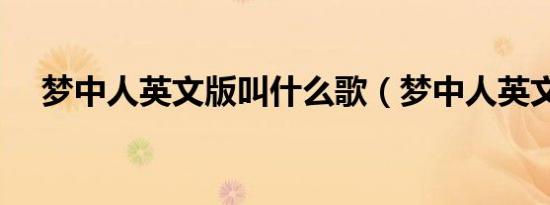 梦中人英文版叫什么歌（梦中人英文版）
