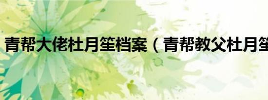 青帮大佬杜月笙档案（青帮教父杜月笙全传）