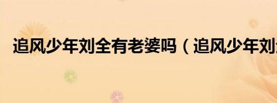 追风少年刘全有老婆吗（追风少年刘全有）