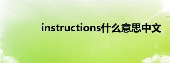 instructions什么意思中文