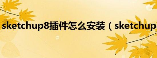 sketchup8插件怎么安装（sketchup8插件）