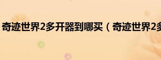 奇迹世界2多开器到哪买（奇迹世界2多开器）