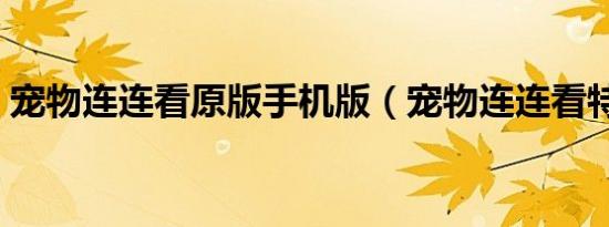 宠物连连看原版手机版（宠物连连看特别版）