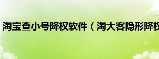淘宝查小号降权软件（淘大客隐形降权查询）