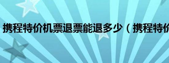 携程特价机票退票能退多少（携程特价机票）