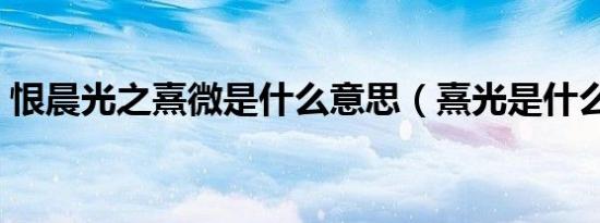 恨晨光之熹微是什么意思（熹光是什么意思）
