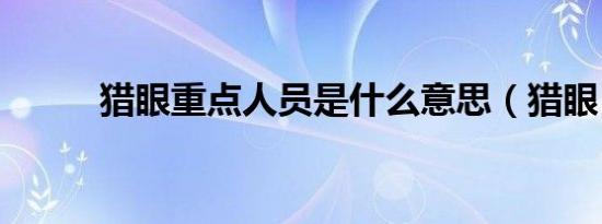 猎眼重点人员是什么意思（猎眼）