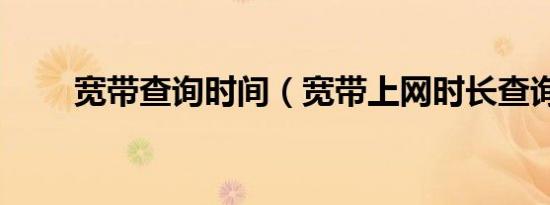 宽带查询时间（宽带上网时长查询）
