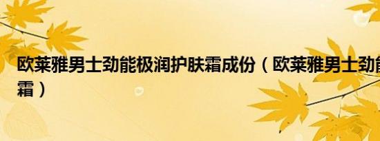 欧莱雅男士劲能极润护肤霜成份（欧莱雅男士劲能极润护肤霜）