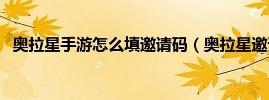 奥拉星手游怎么填邀请码（奥拉星邀请码）